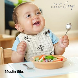 ผ้ากันเปื้อนผ้าฝ้ายเนื้อมัสลินทุกเพศผ้ากันเปื้อนสำหรับเด็กทารกลายหมีขั้วโลกเกล็ดหิมะปรับได้6ชั้นดูดซับน้ำได้ดี - Product Image 2