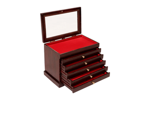 Joyero de madera con terciopelo rojo, hermosa caja de madera, regalo para boda, aniversario, cumpleaños, día de San Valentín, decoración del hogar - Product Image 6