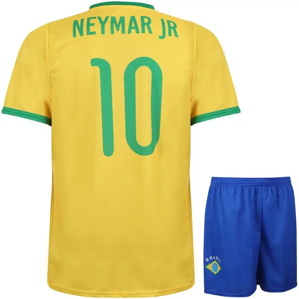 Conjunto de camiseta de Brasil Neymar home-niños y adultos-niños-hombres-camiseta de fútbol-Camiseta deportiva-Ropa deportiva