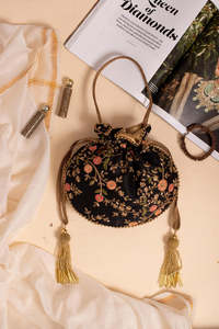 Party Wear <b>Potli</b> <b>Bag</b> Women Elegant Embroidered Bridal Handbag Traditional Ethnic Fashion Polyester Eco-Friendly Durable - Product Image 2