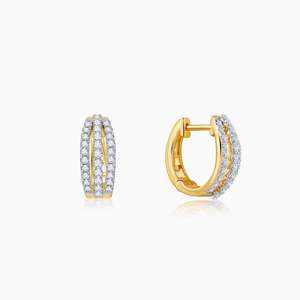 Boucles d'oreilles élégantes créoles en or avec diamants Style Twirl - Product Image 1