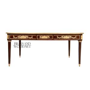 Mesa de Centro de Lujo con Incrustaciones de Marquetería Intrincadas y Detalles de Latón Dorado para Decoración Clásica de Sala de Estar - Product Image 2