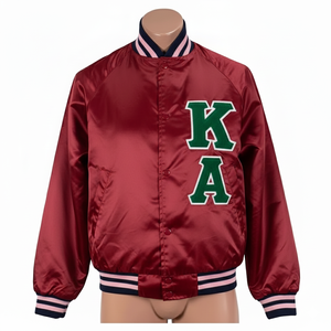 Chaqueta Universitaria Unisex Personalizada de Satén, Chaqueta Bomber con Botones y Logotipo Bordado para Invierno, También Conocida como Ropa de Vida Universitaria Griega Rosa - Product Image 6