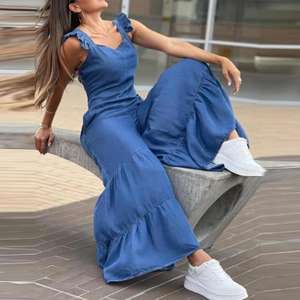 Women Solid Jumpsuits Spring Summer V Neck High Waist Straight Play suits Summer Backless Wide Leg Pleated Pants Rompers 2025 - Product Image 1