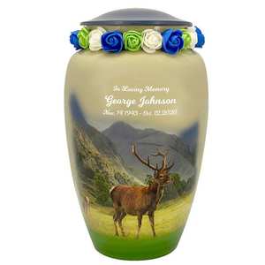 Urne funéraire Mountainside Deer Hommage Couronne et Photo Option Gravure personnalisée Taille adulte - Product Image 2