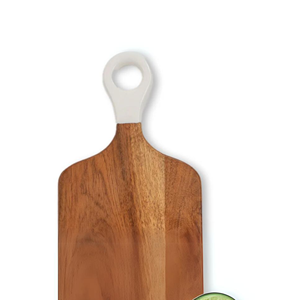 Tabla de Cortar Redonda de Madera de Acacia Ecológica de Alta Calidad con Mango de Madera, Logotipo Personalizable, Venta al por Mayor desde Vietnam, MOQ 100 Piezas - Product Image 2