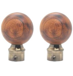 Embouts de rideau en bois avec base en or antique pour toute tringle à rideau/tuyau pour portes et fenêtres Design rond en bois - Product Image 1