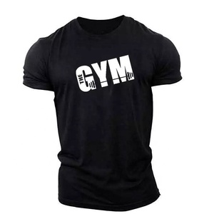 Camiseta de algodón con manga corta para hombre, ropa deportiva para gimnasio, estampada - Product Image 5