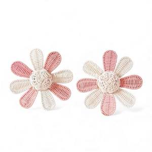 Decoración de Pared de Flores de Ratán Botánico Hecho a Mano, Arte Tejido Natural para Decoración de Cuarto de Bebé o Niños - Product Image 1