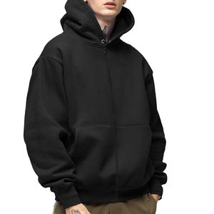 เสื้อมีฮู้ดปักลายสำหรับผู้ชายผ้าฝ้าย100% ออกแบบได้ตามต้องการมีซิปเปิดไหล่ดีไซน์ว่างเปล่าสำหรับฤดูหนาว - Product Image 1