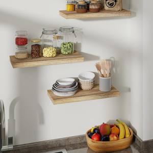 ชั้นวางของติดผนังไม้ 3 ชิ้น ราคาประหยัด ชั้นวางลอยติดผนังไม้สไตล์โมเดิร์น สำหรับตกแต่งบ้าน ผลิตในเวียดนาม - Product Image 3