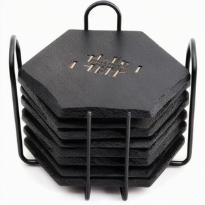 Offre Spéciale Design personnalisé rond 4 ''6 pièces marbre absorbant pierre tasse en céramique sous-verre tapis de café avec support le plus populaire sur le marché - Product Image 2