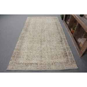 Vintage 4.8 'X 8.5' tapis turc Beige marron tissage plat tapis Patchwork motif laine matériel Latex pour décorations de salon - Product Image 1