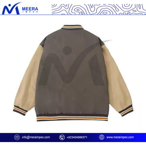 OEM Nueva llegada Color gris sólido con manga Beige Varsity Jacket Logotipo personalizado Tela transpirable Tallas grandes Chaqueta de invierno para los hombres - Product Image 3