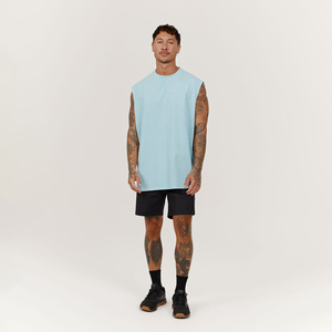 Camiseta sin mangas para hombre al por mayor 230gsm gráfico cuello redondo color sólido estilo casual gran oferta diseño simple camiseta sin mangas lavada - Product Image 6