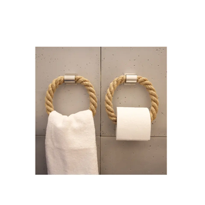 Rope Paper <b>Roll</b> Holder with Hemp Rope <b>Toilet</b> <b>Toilet</b> Paper <b>Storage</b> Hook <b>Toilet</b> Paper Holder Metal Simple Design Piece - Product Image 3