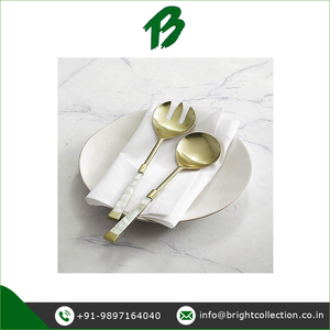 Flatware Set Available With Custom Logo Outstanding Quality Brass <b>Handle</b> With <b>MOP</b> Stainless Steel Cutlery Set and Serving Set - Product Image 2