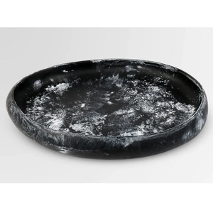 New Trending Natural Resin Platter <b>Black</b> White Shaded Color Resin <b>Plate</b> Tray Food Serving Dinnerware Salad Fruit Bowl Serving - Product Image 1