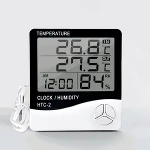 HTM127 campione gratuito termometro orologio higrometro per interni ed esterni HTC-2 digitale termometroumidità metri