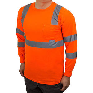 Vêtements de sécurité Chemises haute visibilité T-shirts réfléchissants en maille de polyester orange Chemise de construction avec service OEM - Product Image 6