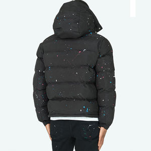 High Quality <b>Black</b> Bubble Padded <b>Coat</b> All <b>Over</b> Print Down Oversized Puff Jaket Custom Waterproof Nylon Men puffer jacket - Product Image 5