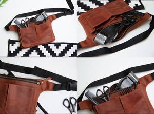 Personnalisé de haute qualité taille coiffeur porte-ciseaux barbier outil de coiffure ceinture en cuir véritable LBB-0001 - Product Image 3