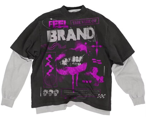 เสื้อยืด Hell คุณภาพสูง 100% ผ้าฝ้าย สไตล์สตรีทแวร์ ทรงโอเวอร์ไซส์ ไหล่ตก แขนสั้น ลายพิมพ์วินเทจ ลายดาว สำหรับผู้ชาย - Product Image 4