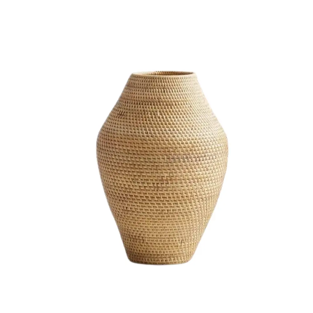 Дешевая оптовая продажа, декоративная ваза из ротанга, креативная деревянная декоративная настольная ваза для фермерского дома