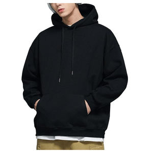 Winter Hooded <b>Sweatshirt</b> and Hoodie Light <b>Grey</b> Anti-Wrinkle Knitted Polyester/Cotton Custom Label - Product Image 1