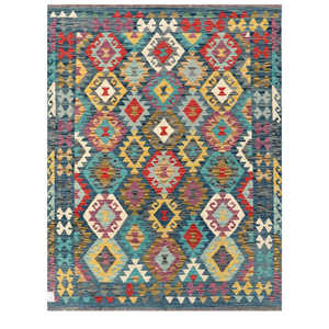 Alfombra Kilim de Maimana, Afganistán, 192 x 147 cm, Alfombras y Juegos de Alfombras - Product Image 1