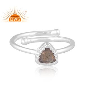 Meilleure vente argent Sterling fin Labradorite naturelle pierre précieuse bague réglable bijoux pour femmes cadeau pour elle - Product Image 2
