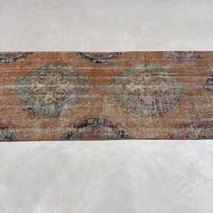 2.8x9.7 ft Vintage Rug, <b>Brown</b> Oriental Turkish <b>Wool</b> Rug - Product Image 4