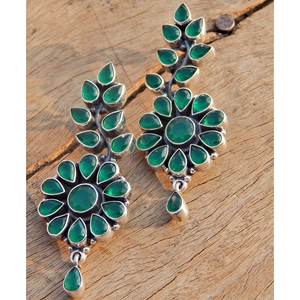 Pendientes de Plata de Ley 925K hechos a mano, tachuelas de piedras preciosas Verdes Naturales, regalo de joyería de oro rosa - Product Image 1