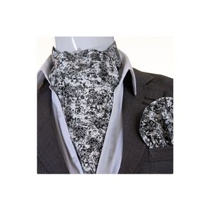 Black and White Shawl Flower Digital Printed Scarf Handkerchief Set - Product Image 1