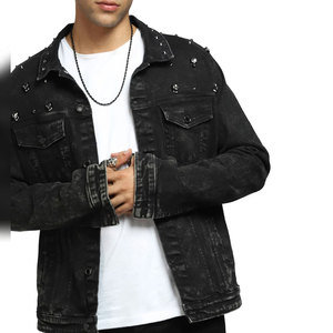 Chaqueta Vaquera de Invierno para Hombre, Estilo Urbano, con Estampado de Letras, Algodón de Alta Calidad con Spandex, Venta al Por Mayor OEM, Ecológica e Informal - Product Image 1