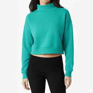 Women Knitted Long Boxy <b>Top</b> Fleece <b>Mock</b> <b>Neck</b> Breathable Quick Dry Eco-Friendly Polyester/Cotton Omega Phi Beta Solid Color - Product Image 4