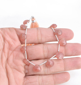 ลูกปัดพลอยสตรอเบอร์รี่ควอตซ์ทรงอัลมอนด์จากแอฟริกา สำหรับทำเครื่องประดับชั้นดี - Product Image 4