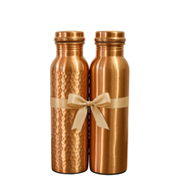 Bouteille en cuivre de qualité supérieure, fabriquée à la main, design martelé, écologique, hermétique, compatible lave-vaisselle, coffret cadeau personnalisable, pour les fêtes