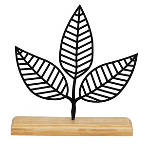 Sculpture en feuille de métal noir vibrant avec base en bois Décor de table parfait ajoute de l'énergie inspirée de la nature artistique - Product Image 2