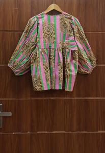 ชุดเดรสสั้นคิรา ท็อปเดรสลายเสือ ทูนิคท็อปคอวีลึกพร้อมเชือกผูก - Product Image 5