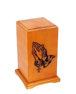 Rosewood <b>Wooden</b> Cremation <b>Urns</b> <b>for</b> Human <b>Ashes</b> Adult - Handcrafted Funeral Memorial (Praying Hand 250 Cubic Inches) - Product Image 1