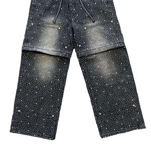 Jeans de Hombre Estilo Hip Hop, Corte Recto, 100% Algodón Ecológico, Lavado a la Piedra, con Remaches, Diseño Personalizado - Product Image 2