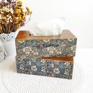 Boîte à mouchoirs et support en bois carré Tradebyd, imprimé émaillé, écologique, artisanal, pour la décoration moderne de la maison - Product Image 2