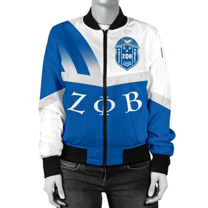 Vestes en satin Zeta Phi Beta pour femmes, vêtements grecs, sororité 1920, ZPB, bleu et blanc, broderie de bouclier, style universitaire haut de gamme - Product Image 2