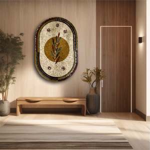 Art mural en mosaïque de feuilles rayonnantes élégance terrestre - Product Image 1