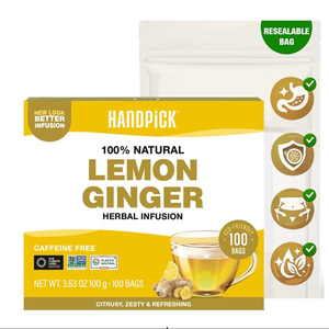 HANDPICK, Té Herbal de Limón y Jengibre - 100 Bolsitas de Té Piramidales - Product Image 1