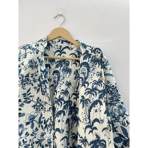 เสื้อโค้ทแจ็กเก็ตผ้าฝ้าย100% ใส่ได้ทั้งชายและหญิงเสื้อแจ็กเก็ตผ้านวมพิมพ์ลายต้นปาล์มเสื้อคลุมผ้าถักไซส์ใหญ่พิเศษ - Product Image 2