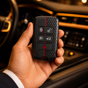 Funda Protectora de Goma Suave para Llaves Compatible con Jaguar XE XF XJ F-PACE F-TYPE Land <span class=keywords><strong>Rover</strong></span> Velar de 5 Botones con Diseño de Panal de Abeja - Product Image 3