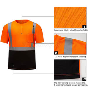 T-shirt à manches courtes réfléchissant haute visibilité pour hommes T-shirts de sécurité respirants haute qualité - Product Image 2