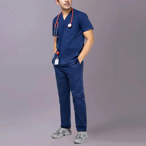 Haute qualité unisexe trois poches gommages uniforme ensemble couleur unie soins infirmiers médicaux gommage haut pantalon utilisation opérationnelle pour les Salons de beauté - Product Image 1